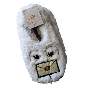 Harry Potter Owl Fuzzy Slippers (M-L) White Lounge Comfy Warm Shoe Size 8-10‎